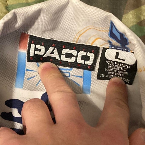 Y2K Paco Jeans‎ button down AOP club shirt size L - Picture 2 of 8